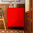 thumbnail image 6 of Small 2 Metal Storage Side Buffet Cabinet for Bed Room,Living Room,Entryway,Hallway,Home,Hotel,Office,Garage,Kitchen,1 Removable Shelf. (Metal Door, Red), 6 of 15