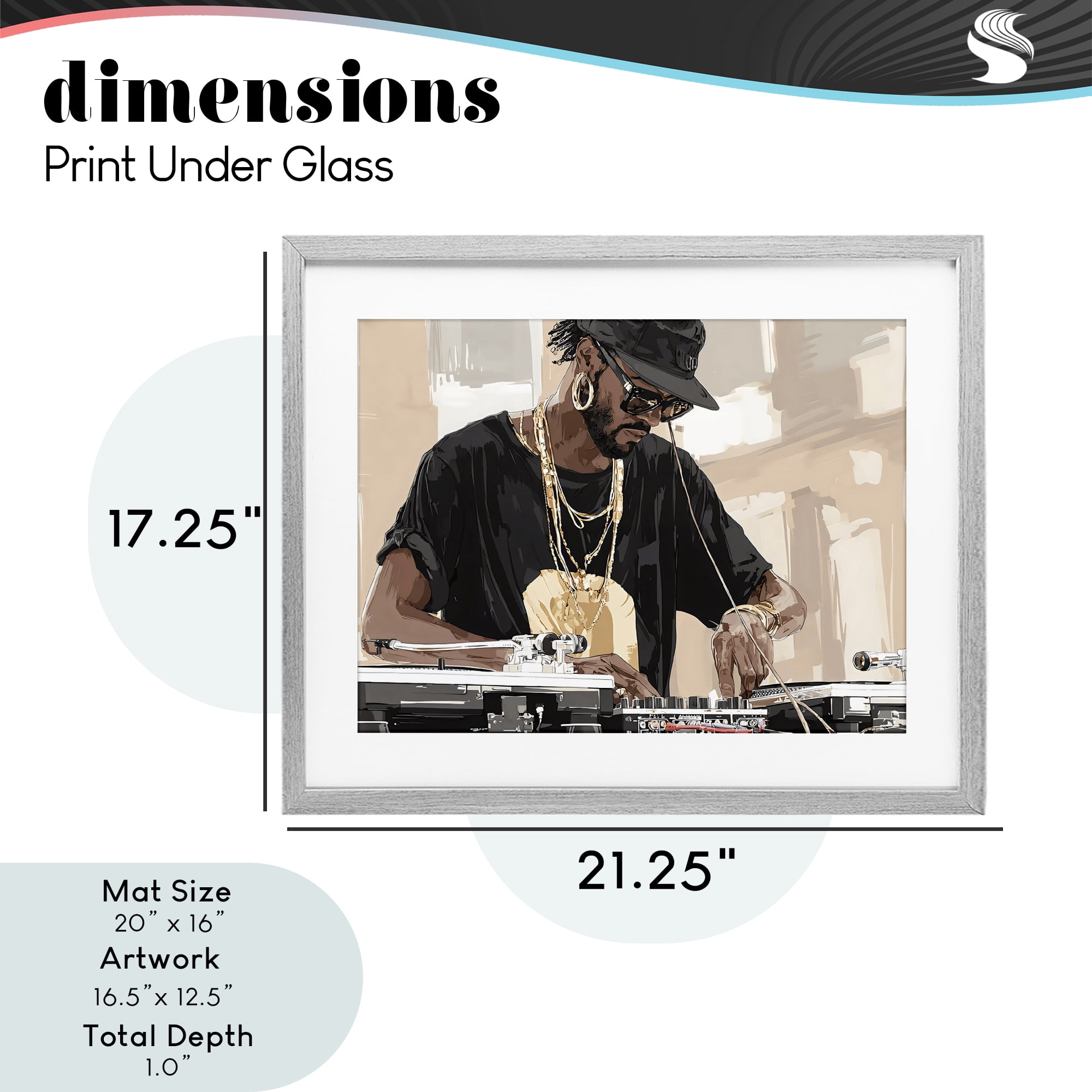 Stupell Industries Timeless DJ with Urban Rhythm Gray Framed Print Under Glass, design by Franklyn Gregory