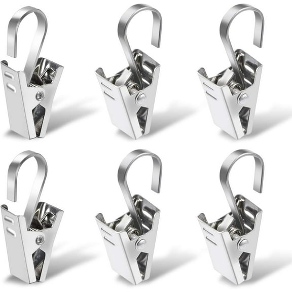 Curtain Clips, 25 Pack Stainless Steel Light Clips for Outside String Lights Party Decor Hanging Photo Camping Tents Arts Crafts Display