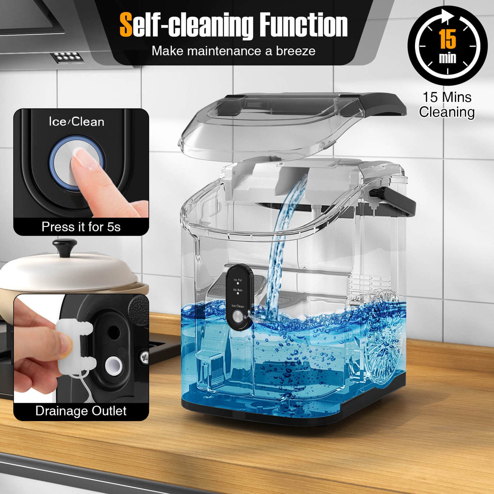 Costway Countertop Ice Maker with Soft Chewable Pellet Ice  Ready in 6 Mins Black