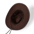 thumbnail image 4 of IVEYRTF Cowboy Hat Men Solid Color Faux Leather Classic Western Sun Hat Adjustable Cord with Wide Brim Hats for Men, 4 of 5