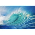 thumbnail image 2 of Hawaii  Oahu  North Shore  Large Wave Curling Breaking With White Mist Blowing Back. Poster Print, 2 of 2