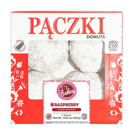 Raspberry Flavored Powdered Paczki Donut, 4 Count, 14.81 oz
