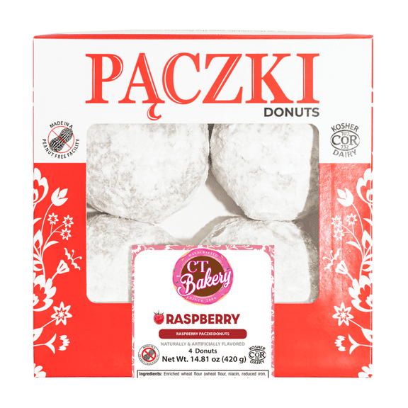 Raspberry Flavored Powdered Paczki Donut, 4 Count, 14.81 oz