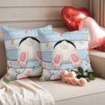 thumbnail image 2 of Easter Throw Pillow Covers 16x16 Inch Set of 2 Bunny Butt Decorative Pillow Covers Easter Rabbit Colorful Eggs Wood Grain Cushion Cover Pillowcase for Sofa Couch Bed Home Decor, 2 of 9