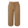 thumbnail image 4 of Bibifish Womens Pants Casual Solid Color Tie Elastic Waist Pocket Capri Sports Pants With Pockets Comfortable Summer Daily Wear Pants With Pockets, 4 of 5