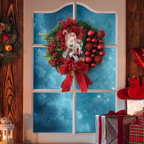 Iumwxz Christmas Decorations Pre-Lit Christmas Wreaths Fresh Christmas Wreaths with Red Christmas Bows Christmas Wreaths for Front Door Scene Christmas home decor christmas clearance outdoors indoor