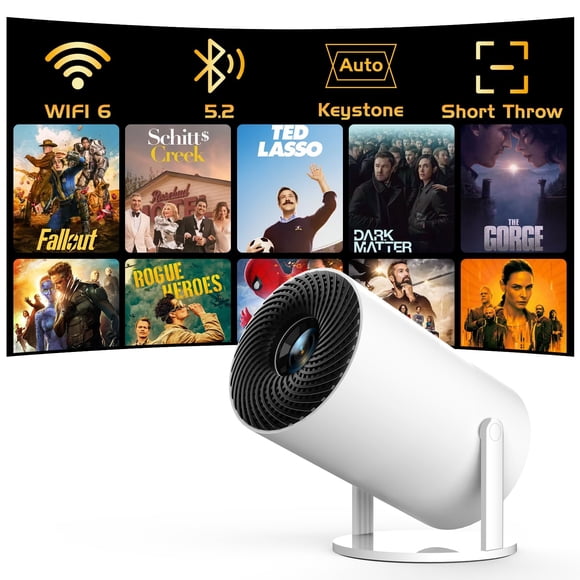 [Electronic Focus with Short Throw] PANSEBA Mini Projector with WiFi 6 and Bluetooth, Auto Keystone Outdoor Movie Projector, Big Screen Home Portable