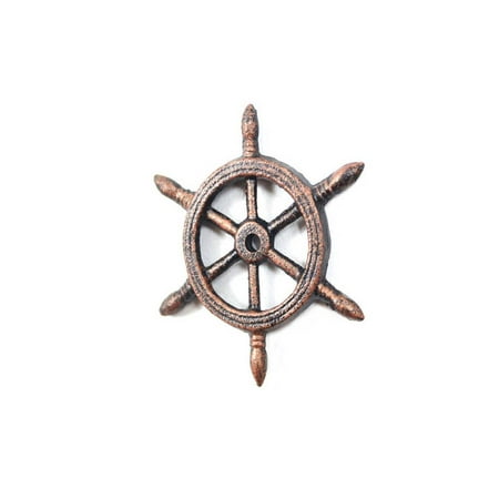 New Christmas Color Wheel Rustic Copper Cast Iron Ship Wheel Decorative Christmas Ornament 6