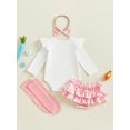 thumbnail image 5 of BemeyourBBs Newborn Baby Girl Easter Outfits Easter Bunny Long Sleeve Romper Rabbit Ruffle Skort Shorts Skirt Headband Socks Set Spring Summer Clothes, 5 of 9