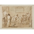 thumbnail image 2 of Giovanni Domenico Tiepolo 18x14 Black Ornate Wood Framed Double Matted Museum Art Print Titled - Punchinello's Mother Sick in Pregnancy (Early 19th Century), 2 of 5