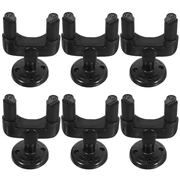 RENACLIPY 6-Pack Black Wall Mount Guitar Hangers with Auto Locking Feature to Securely Hold Guitars