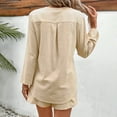 thumbnail image 4 of Riforla Women Summer Solid Color Long Sleeve Shorts Conditioning Fashion Casual Home Service Two Piece Set Matching Sets Women Clothing Beige L, 4 of 7