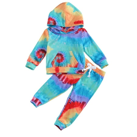 

Xingqing Toddler Girls Tie Dye Outfits Sets Baby Girl Hoodies and Pants Baby Girl 2pcs Outfits Sets 18-24 Months