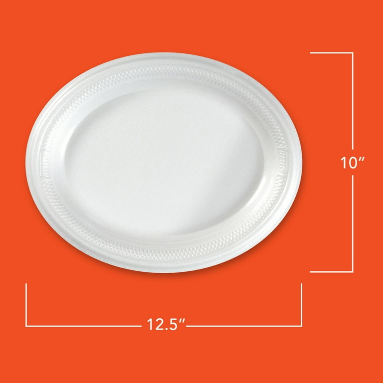 Hefty Foam Dinnerware, Extra Strong Deep Oval Platters, 10x12 Inch