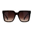 thumbnail image 1 of Squared Horn Rim Hipster Chic Plastic Boyfriend Rectangle Sunglasses Tortoise Brown, 1 of 4