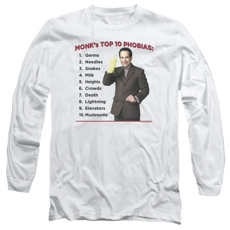Monk Comedy Drama Mystery TV Series USA Top 10 Phobias Adult Long Sleeve (Top 10 Best Comedy Series)