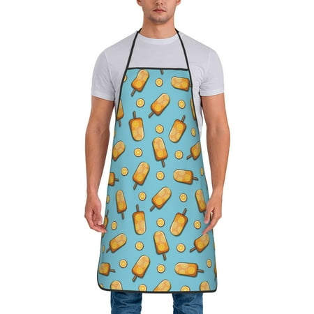 

Matuu Lemon Ice Cream for Cooking Apron for Men and Women Adjustable Strap and Waist Ties for Baking Cooking Gardening