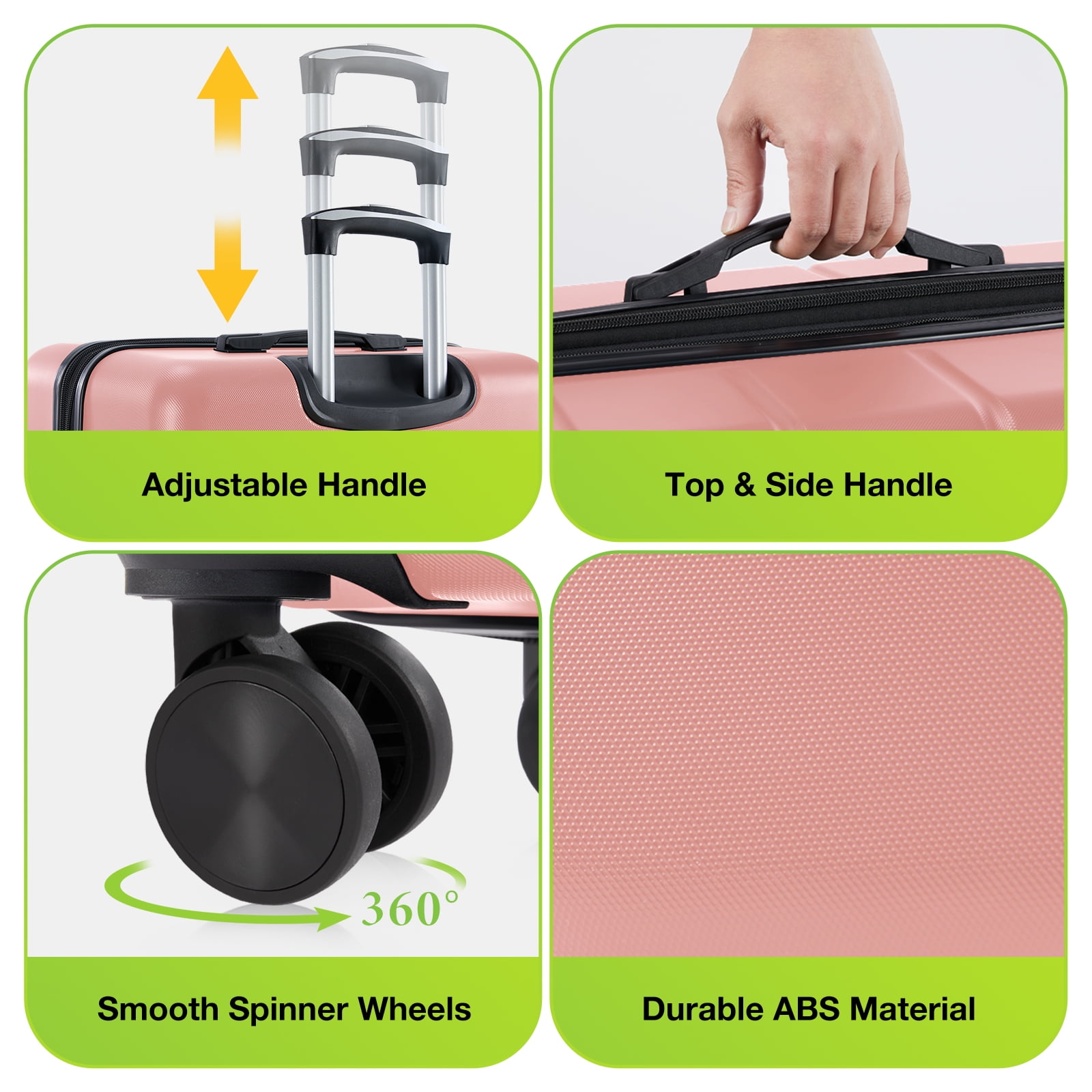 GIANNA 24 Inch Hardside Luggage, Expandable Rolling Luggage with TSA Lock and Spinner Wheels, Pink