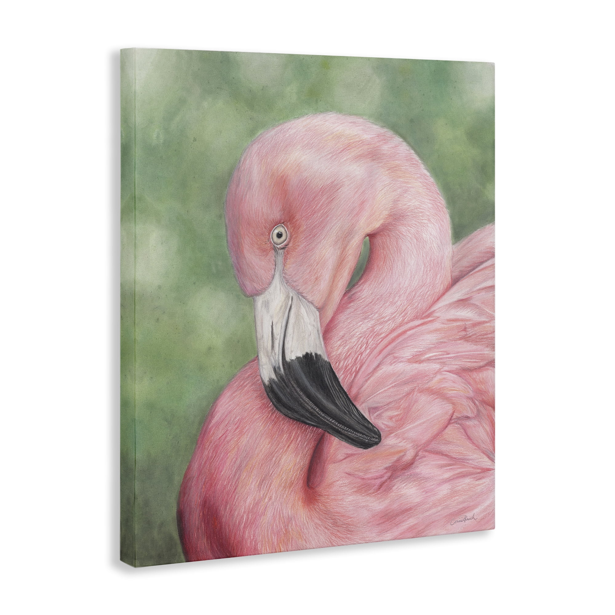 Stupell Industries Blushing Flamingo Visage Animals & Insects Painting Gallery Wrapped Canvas Art Print Wall Art, 24 x 30