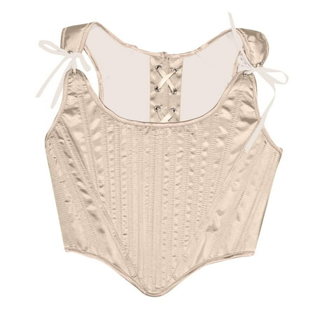 JULMCOMO Corset Tops for Women  Bustier Shapewear Lingerie  Floral Beige Lace Trim Waist Push Up Bodysuit Bustier Top Beige 2XL