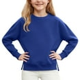 thumbnail image 4 of OGLCCG Girls Oversized Sweatshirt Kids Long Sleeve Crewneck Fleece Lined Cute Pullover Tops with Pockets Lightweight Fall Winter Shirts 5-14 Years, 4 of 7