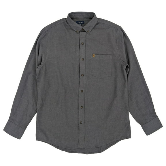 IZOD Mens Asphalt Gray Long Sleeve Button-Down Flannel Shirt XX-Large