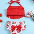 thumbnail image 5 of Gubotare Girls Swimsuits Toddler Kids Girls Bathing Suit 2 Piece Floral Swimsuit Beach Swimwear Hawaiian Tankinis Set2T 3T (Red,2-3 Years), 5 of 6