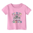 thumbnail image 4 of T-shirts Filles Mode Décontractée Imprimé Lettre Col Rond Manches Courtes Vêtements Filles Tout-Petits Rose 4-5 Ans, 4 of 4