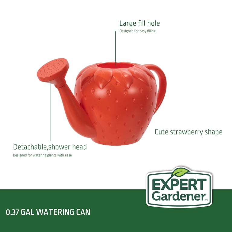 Expert Gardener Kids Watering Can, Pink Strawberry, 0.37 gal