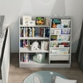 thumbnail image 6 of Hironpal Kids Bookshelf, 4 Tier Storage Book Rack and Five Layer Sling Bookshelf for Playroom,Gray, 6 of 7