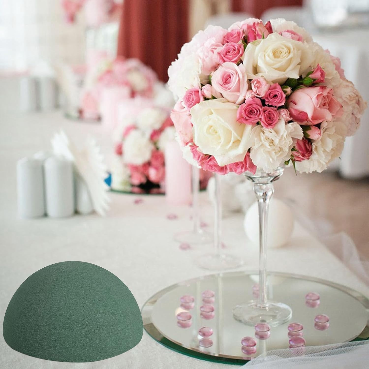 4 PCS Half Ball Floral Foam, Round Floral Dry Foam Blocks Green Flower Styrofoam for Fresh and Artificial Flower Arrangements (5.5 X 2.8 Inches)