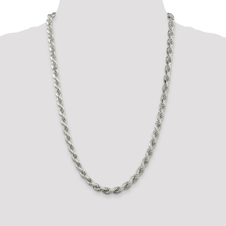925 Sterling Silver 7mm Diamond-cut Polished 8 Sides Rope 925 Sterling Silver 7mm Diamond-cut Polished 8 Sides Rope