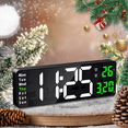 thumbnail image 3 of 16.2 Inch LED Digital Wall Clock with Remote, Large Display LED Digital Clock Auto Brightness, Alarm Date Temp Week Display, 12/24H Format - Green, 3 of 5