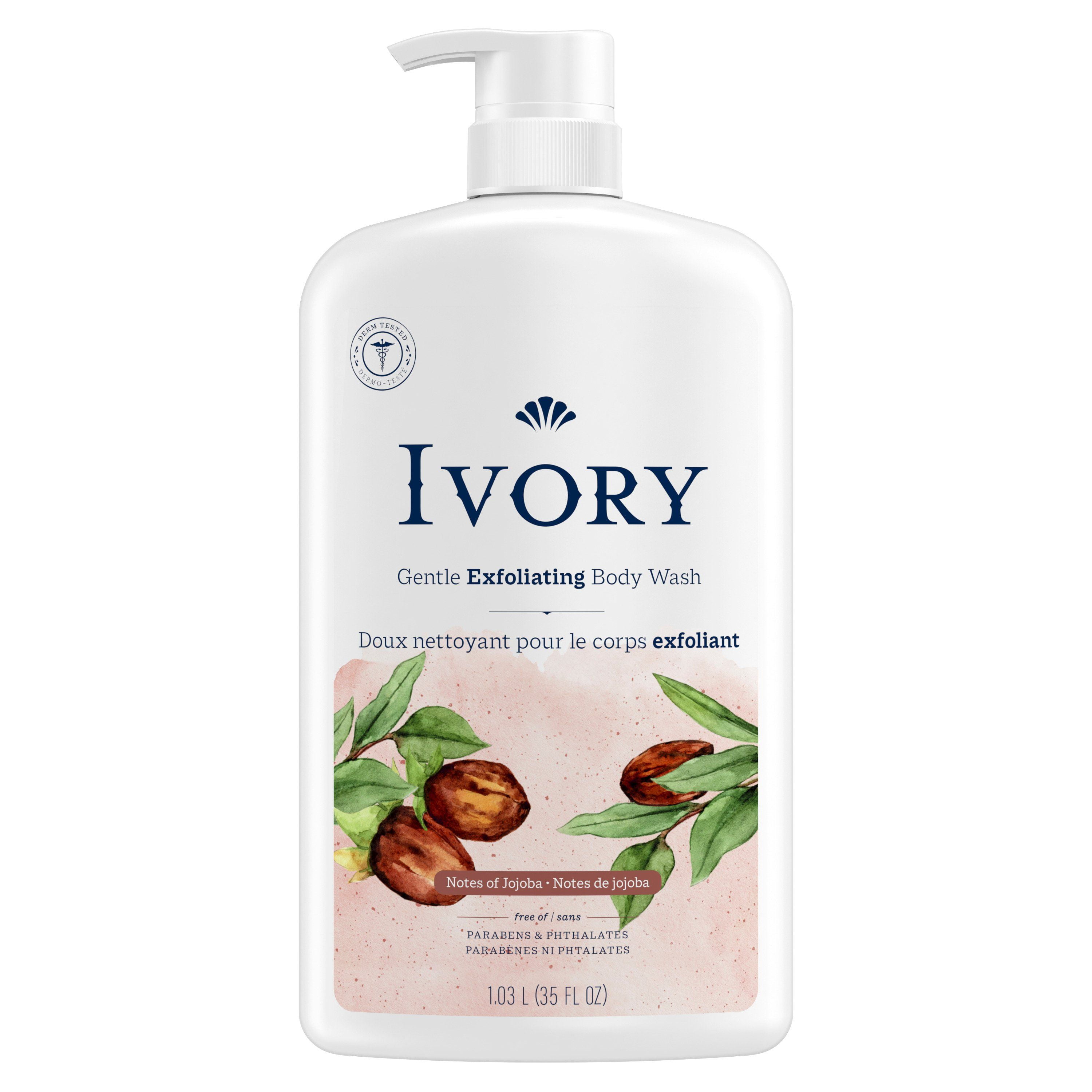 Doux nettoyant pour le corps exfoliant Ivory, parfum Notes de jojoba, 1,03 L (35 oz) 2T-5T