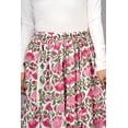 thumbnail image 4 of Women Cotton Maxi Skirt with Elastic Waist for Her, Soft Versatile Style Floral Hand Block Print, White Pink XS, 4 of 7