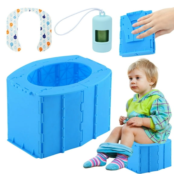 Baby Whisper Co Pottypal Travel Potty - Reusable Foldable Portable Kids Toilet Seat with Cleaning Bags, Perfect for Toddler Travel, Camping, Car Rides & Outdoor Trips