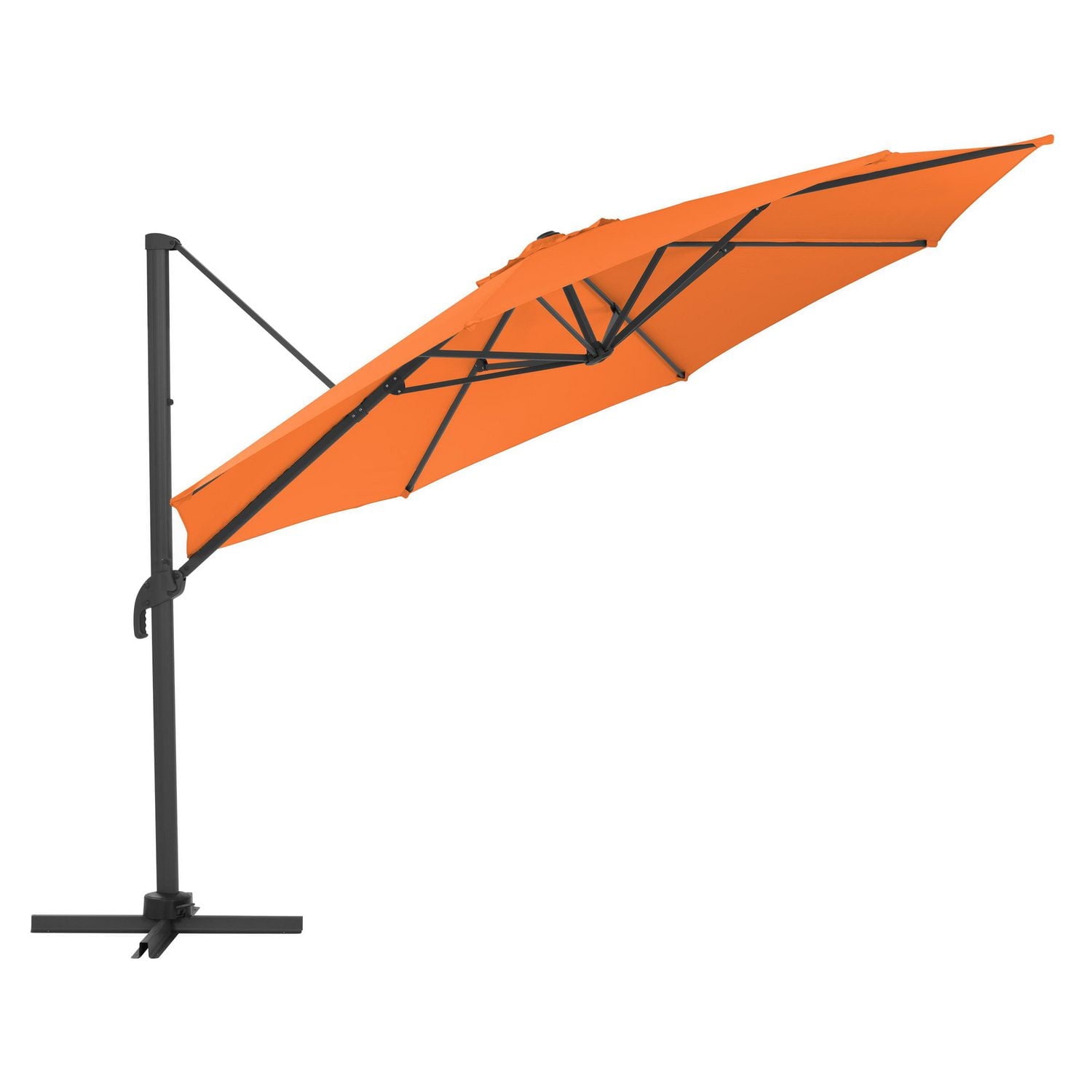 Parasol de patio CorLiving de luxe durable de 3,5 m, inclinable et rotatif, avec cadre en aluminium