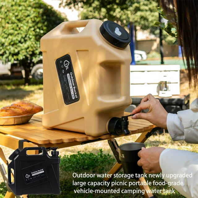 Maoww Seau d'Eau de Camping Extérieur 12 L, Conduite, Conteneur Portable Étanche, Valve, Barils de Rangement, Randonnée Sac à Dos, Randonnée, Noir