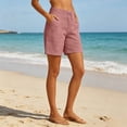 thumbnail image 2 of Gtoiithly Women's Summer Elastic High Waist Drawstring Wide Straight Leg Relaxed Fit Casual Shorts with Deep Pockets Pink L, 2 of 3