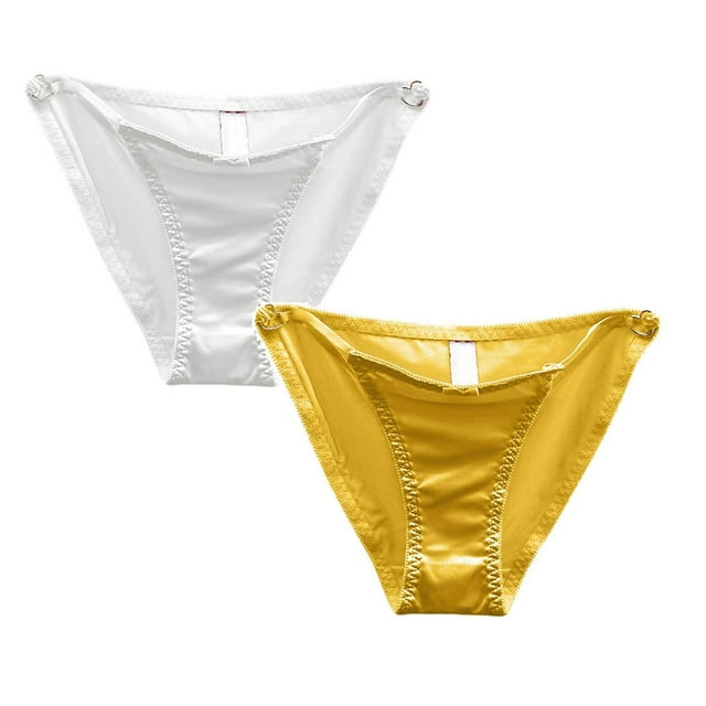 Ropa Interior De Algodon Mujer Ropa Interior Hueca Con Lazo Francés Para Mujer, Cintura Baja, Superficie De Satén Sin Costuras y Un Triángulo Abotonado Con Un Deseo Puro De Amor *2 Piezas