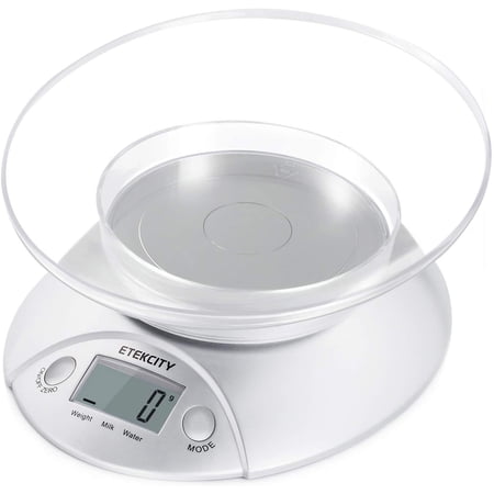 Etekcity EK5150 Kitchen Food Scale with Removable Bowl (Silver)