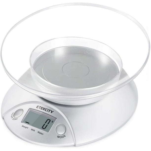 Etekcity EK5150 Kitchen Food Scale with Removable Bowl (Silver