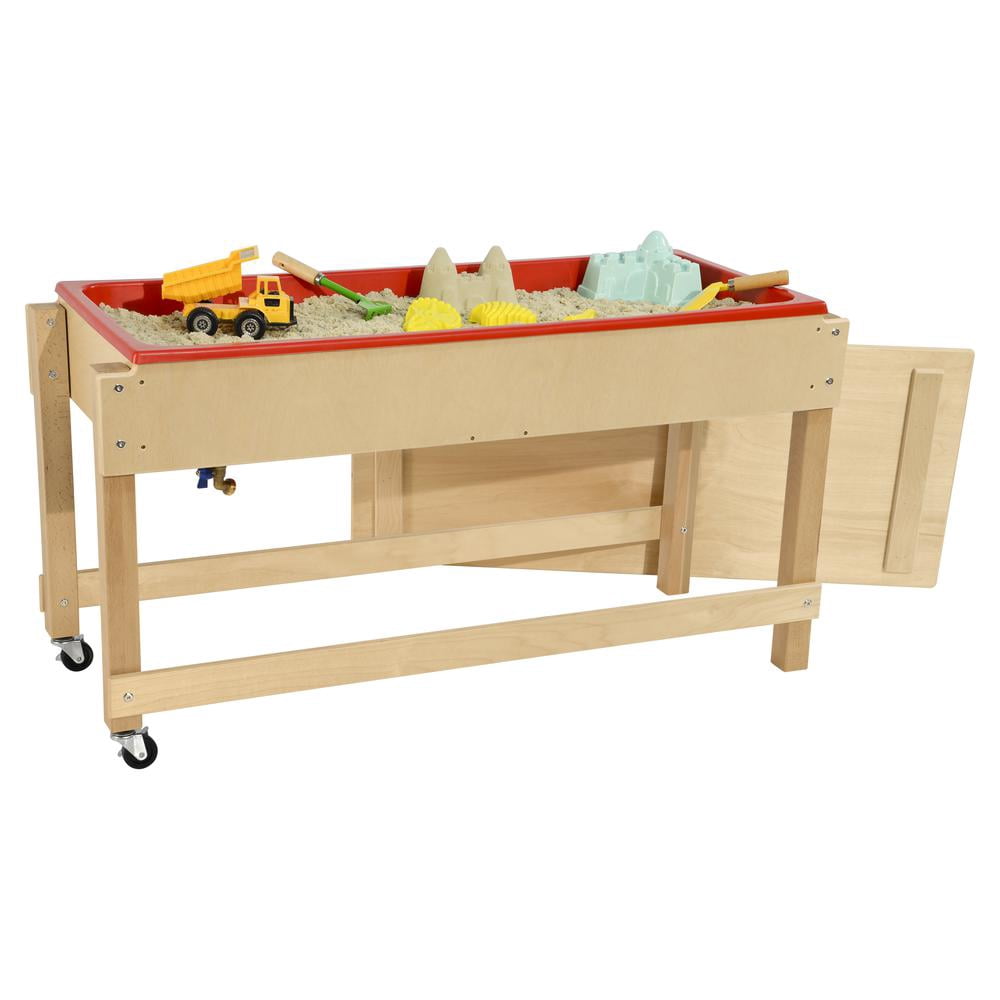 Wood Designs Sand and Water Sensory Play Table, Drainable Plastic Tub with Lid, Sturdy Birch Plywood Built for Kids, Daycare, Classroom 46" W x 17" D