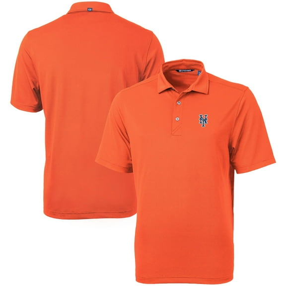 Men's Cutter & Buck  Orange New York Mets Virtue Eco Pique Recycled Polo