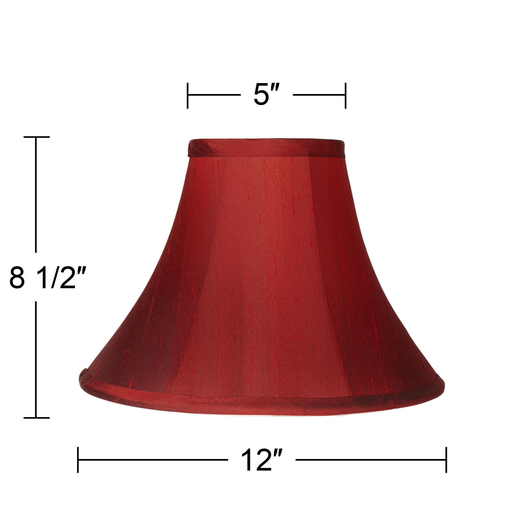 Springcrest Deep Red Small Bell Lamp Shade 5" Top x 12" Bottom x 8.5" High x 9" Slant (Spider) Replacement with Harp and Finial