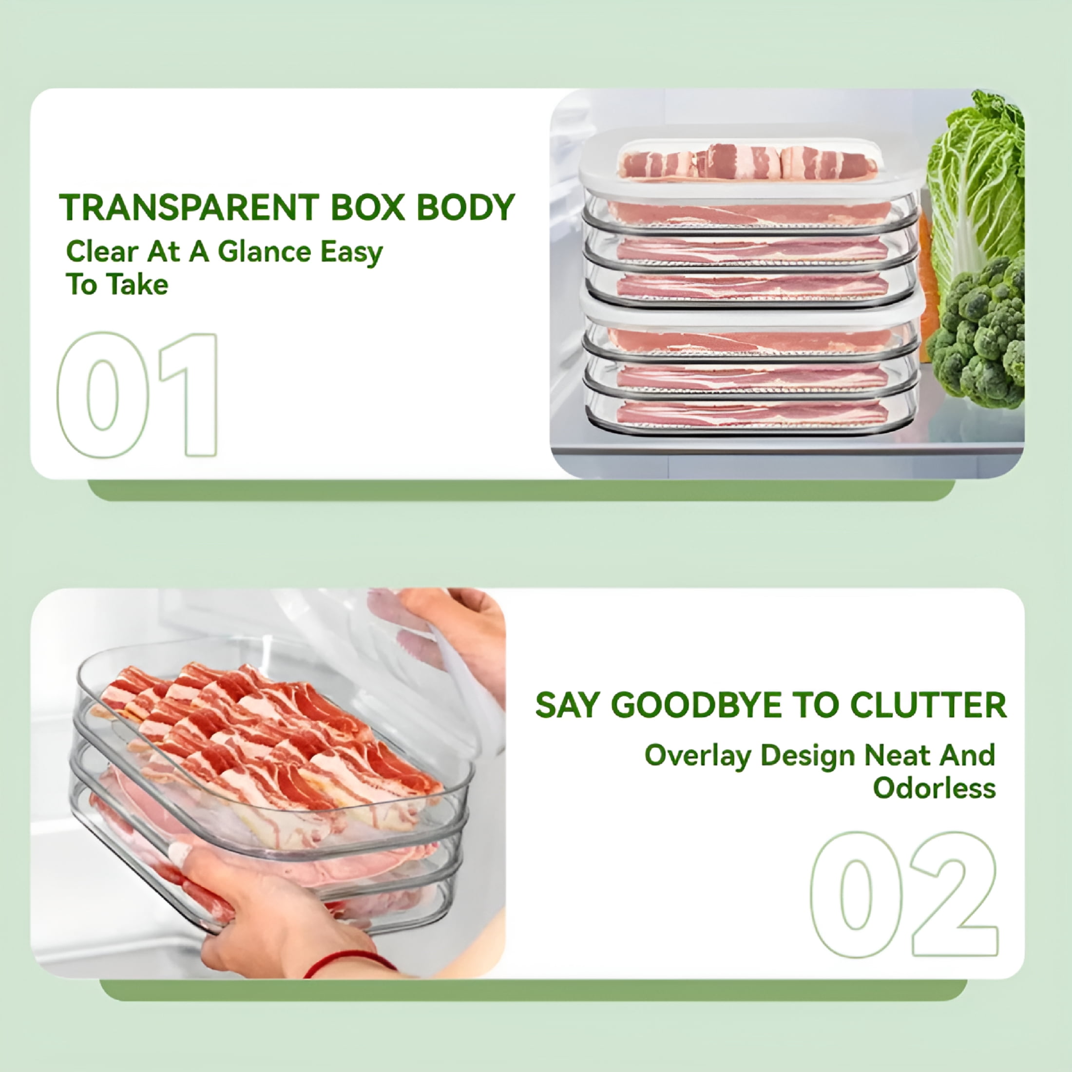 ACDANC Deli Meat Container for Fridge,Stackable Food Boxes with Lid,Cold Cuts & Lunch Meat organizer,Meal Prep Containers for Cheese,Bpa-Free 3 Layers