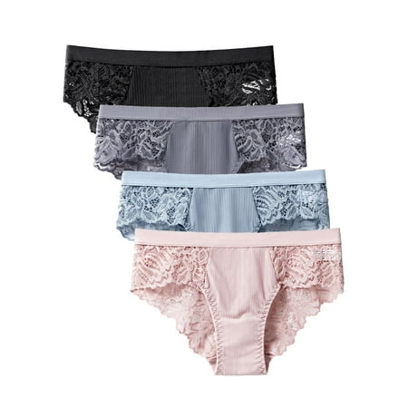 Women s Lace Underwear Cheeky Panty Breathable Bikini Panties  4 Packs
