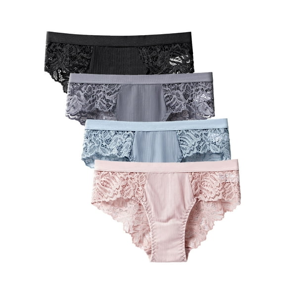Women's Lace Underwear Cheeky Panty Breathable Bikini Panties, 4 Packs