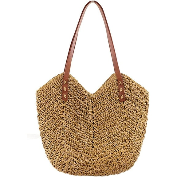CoCopeaunt Women Straw Beach Tote Bags Handwoven Rattan Bag Top-Handle Handbag